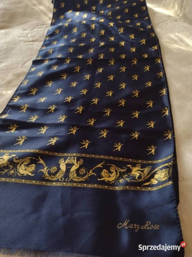 Włoski granatowy szal biznesowy z Rzymu szalik Dla kobiet