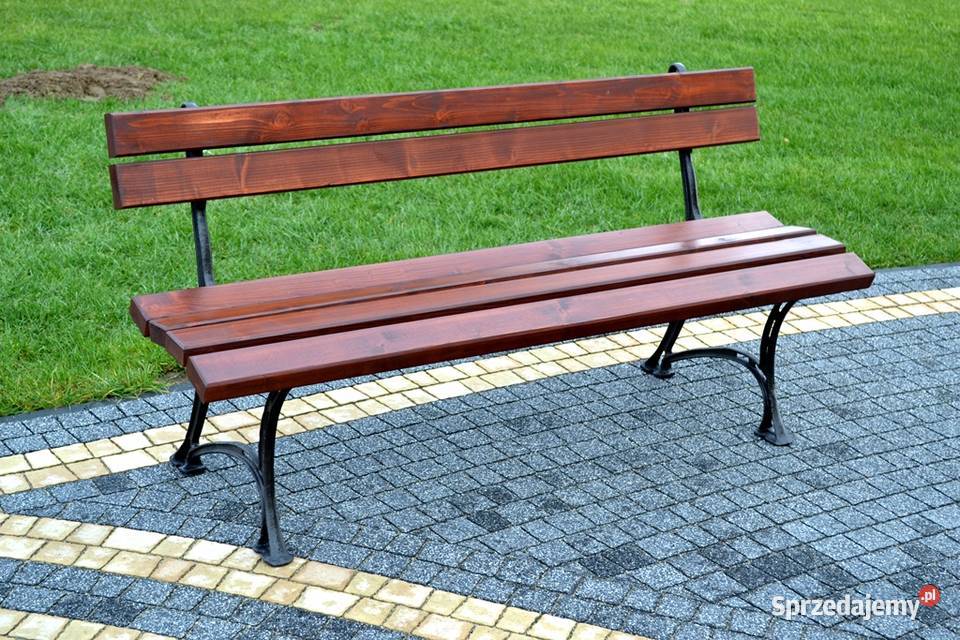 Ławka ogrodowa miejska parkowa żeliwo z oparciem wielkopolskie Sędziszew