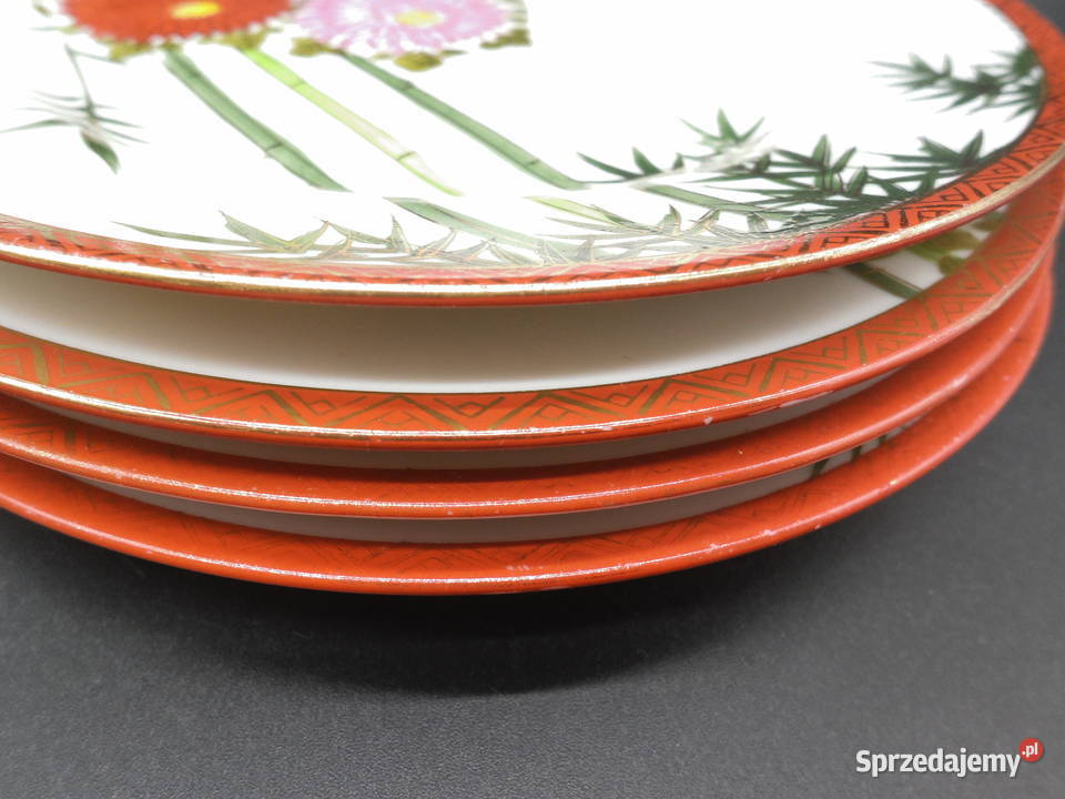 Japońskie talerze z motywem chryzantem i bambusa Raszków