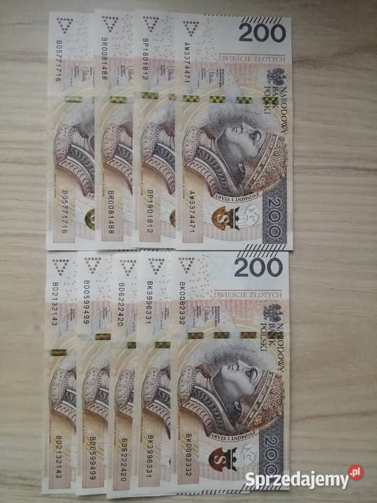 Banknot 200zl z 2015r seria A i B CIEKAWE NUMERY Bytom