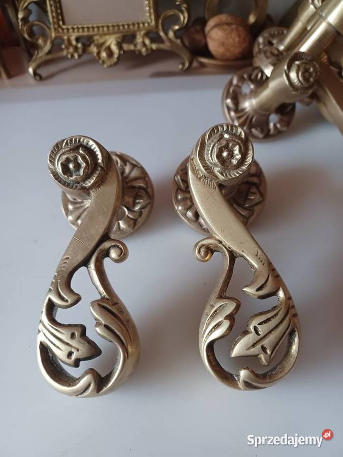 Piękne duże klamki mosiężne wielkopolskie Poznań sprzedam