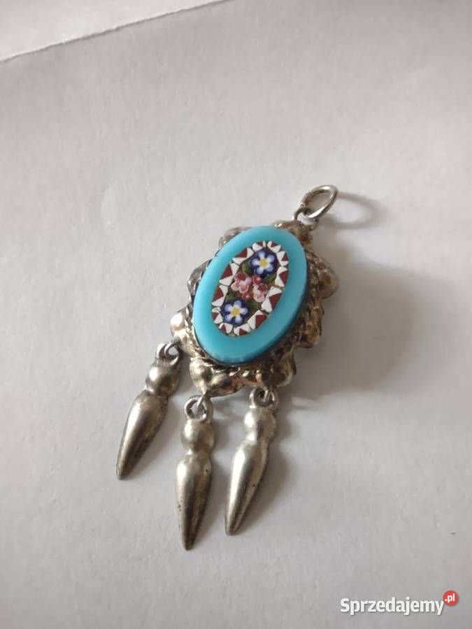 Stary wisiorek mikromozaika Millefiori Zegarki i Biżuteria