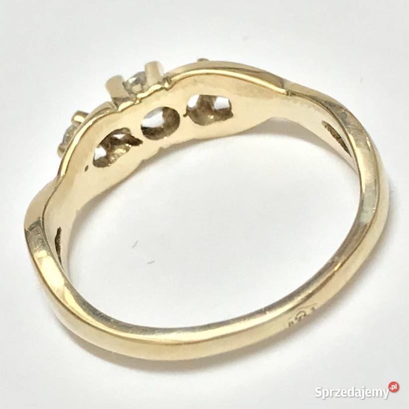 Złoty PIERŚCIONEK 585 14K DIAMENTY 025ct CUD r12 Warszawa