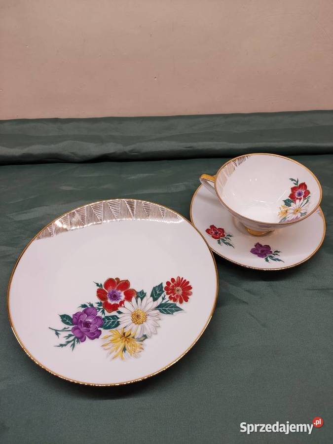 Filiżanka ze spodkiem i talerzykiem porcelana Głuchołazy sprzedam