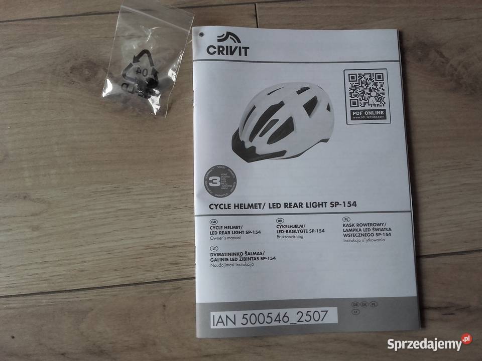 Kask rowerowy CRIVIT z tylną lampką rozmiar SM Sport i Wypoczynek kujawsko-pomorskie Bydgoszcz