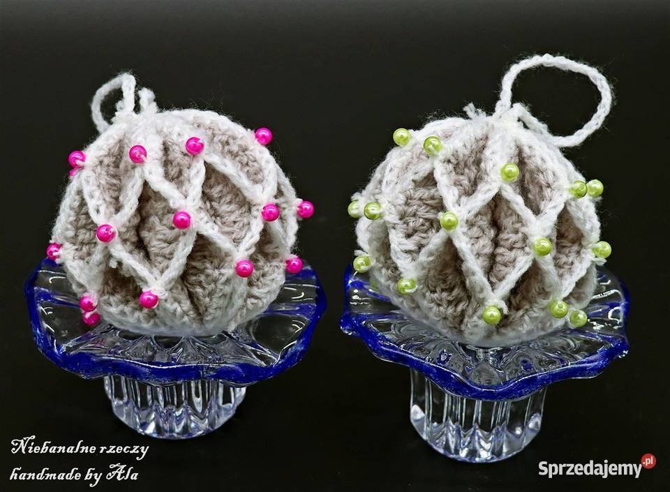 Bombki z włóczki na szydełku bombka Boże Kutno sprzedam