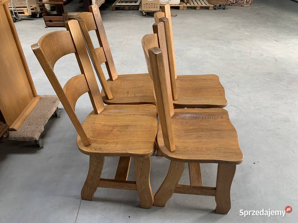 Masywne dębowe krzesła jasny dąb meble Ślesin
