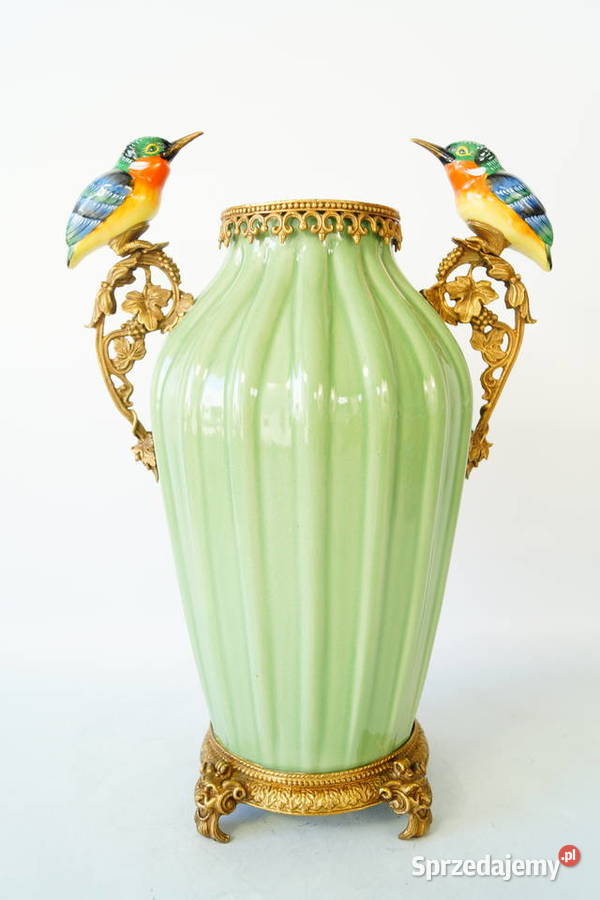 Porcelanowy wazon dwa ptaki kolibry waza amfora Gizałki