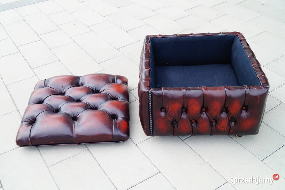 Pufka pufa skórzana Chesterfield otwierana skóra Gizałki