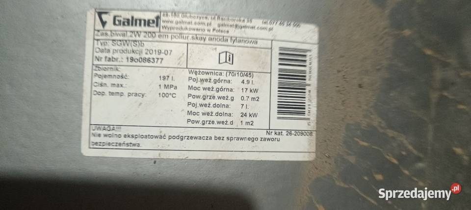 Bojler 200 litrów 2 wężownice i grzałka pomorskie Sierakowice sprzedam