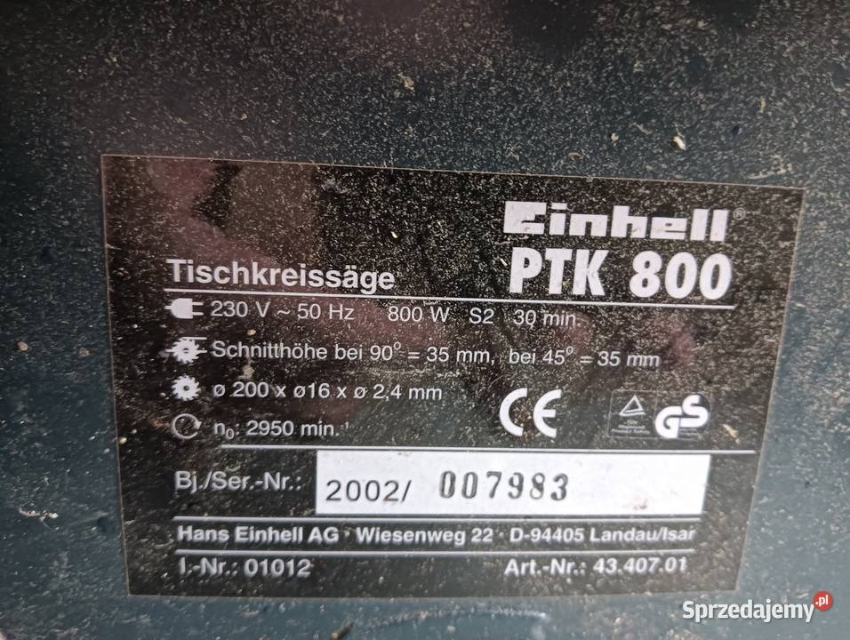 piła stołowa EINHELL 800W 230V widia 200mm Wałbrzych sprzedam
