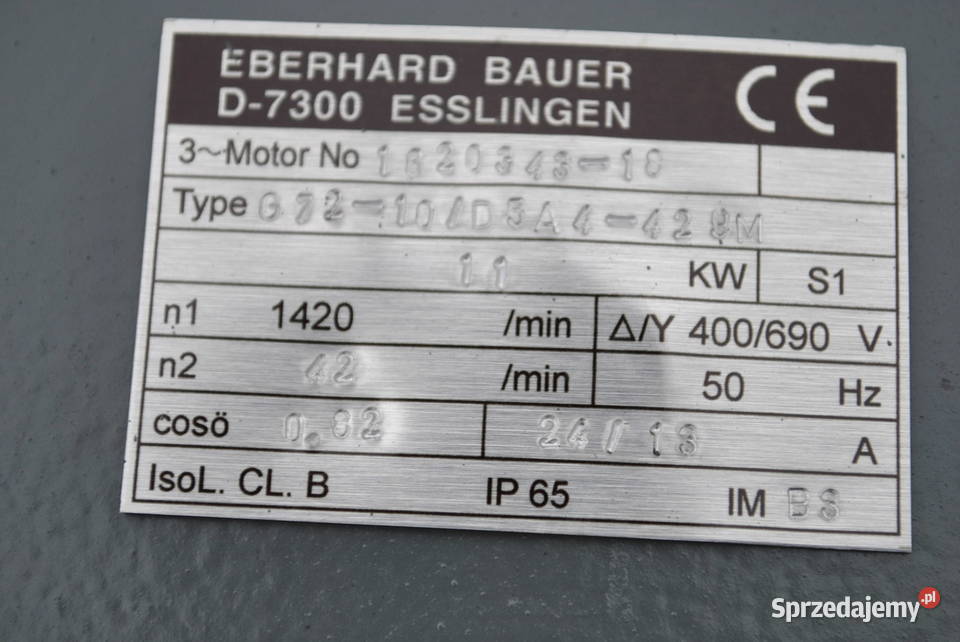 Motoreduktor 11kw 42obrmin FIRMY BAUER Kargowa