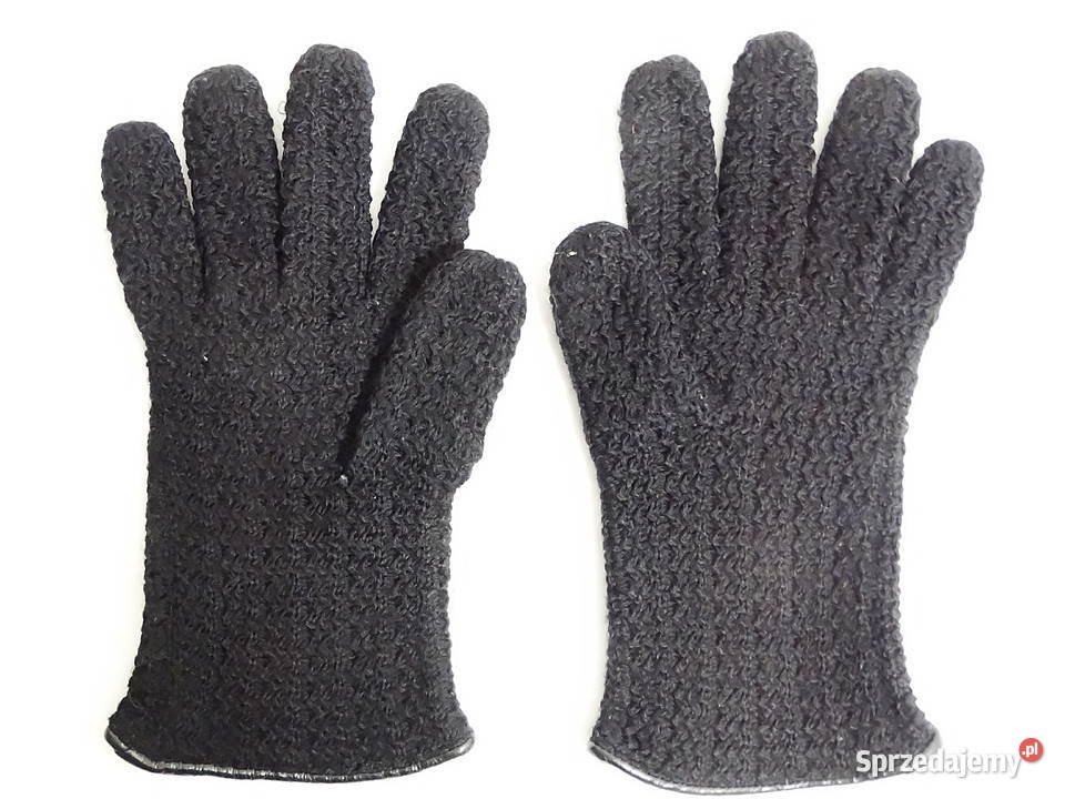 Rękawiczki zimowe damskie materiałowe czarne SM lubelskie Biłgoraj