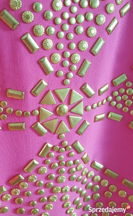 Sukienka Versace HM różowa jedwabna złote dżety Spódnice i sukienki