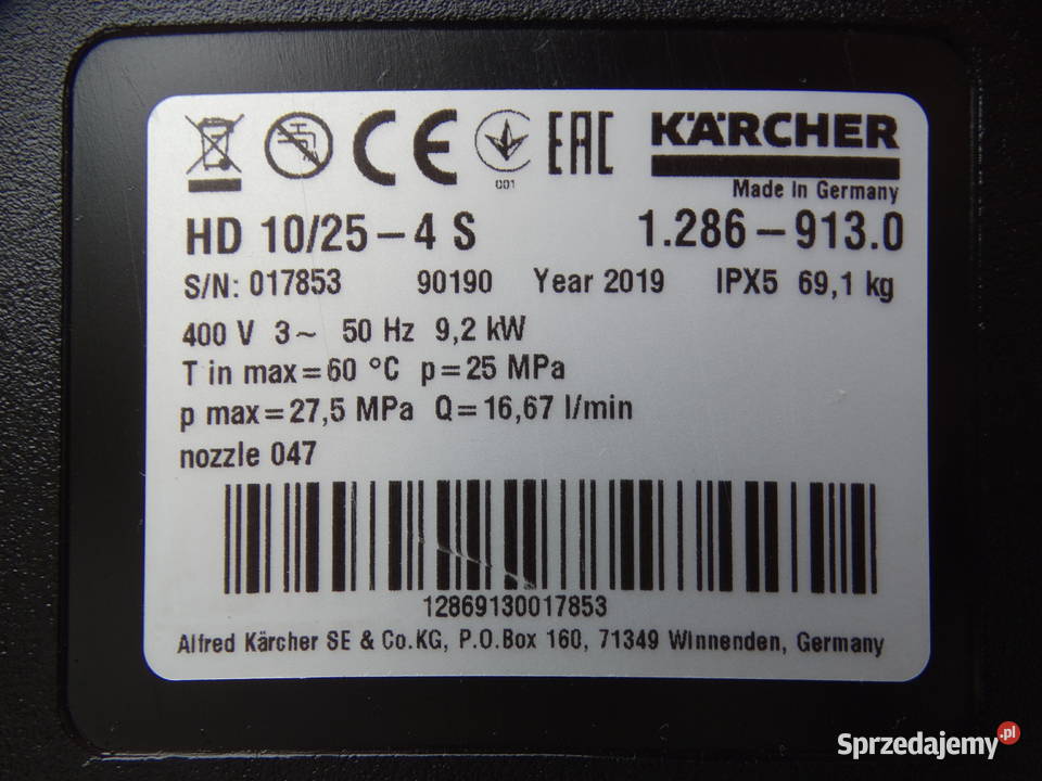 Profesjonalna Myjka Ciśnieniowa Karcher HD 1025