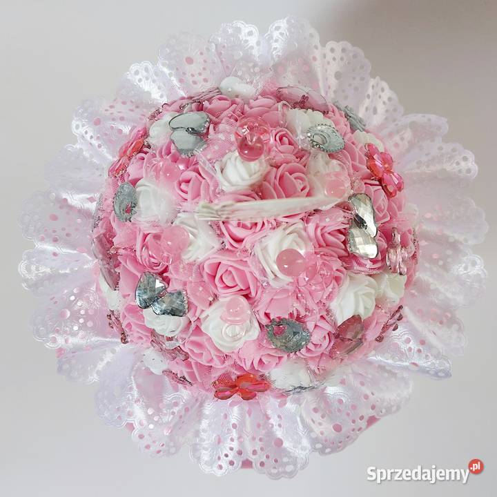 Bukiet na chrzest różowy niebieski Radzyń Podlaski