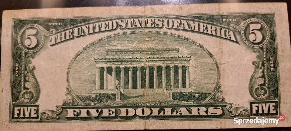 banknot pięć dolarów 1934 roku żółta pieczątka Warszawa