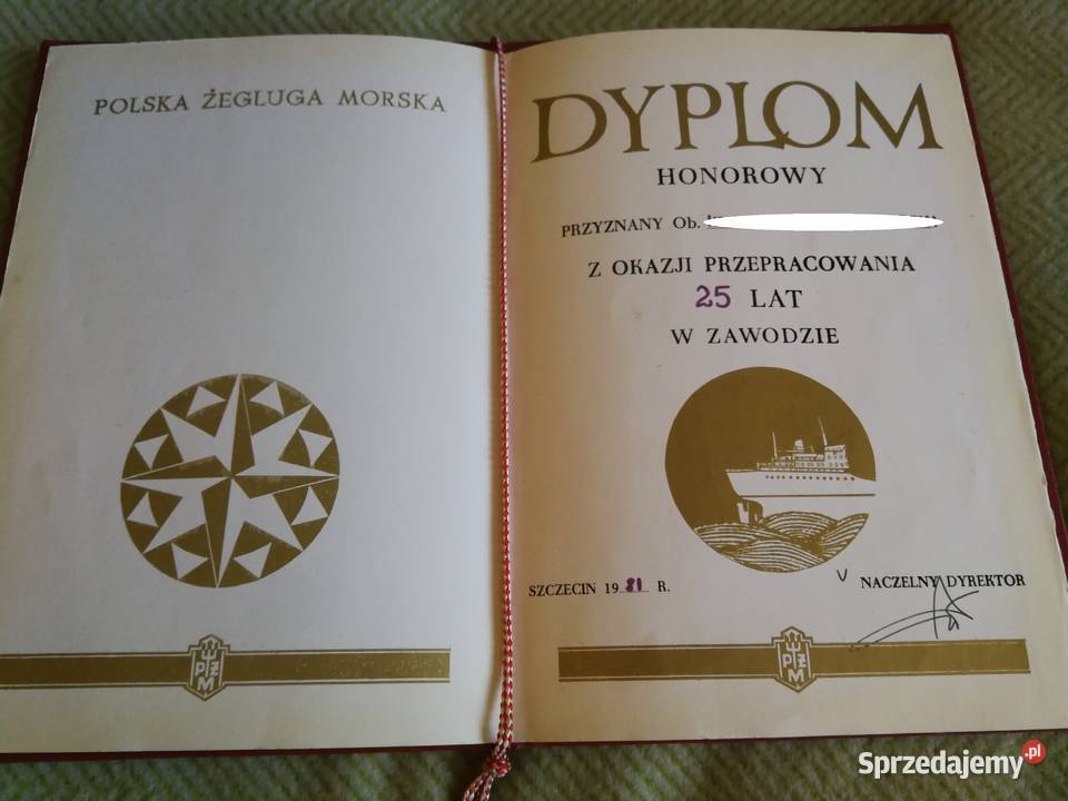 Dyplom Honorowy PŻM Szczecin 1981 r PRL Polska