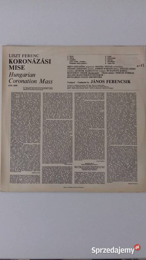 Winyl Ferenc Liszt Węgierska Msza Koronacyjna Kraków