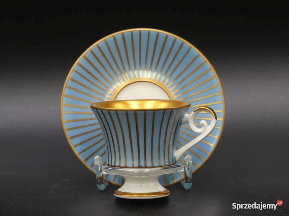 Zjawiskowa bogato złocona mokka Alka niemal Porcelana i szkło Poznań