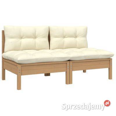 vidaXL 2-osobowa sofa ogrodowa z kremowymi poduszkami, drewn