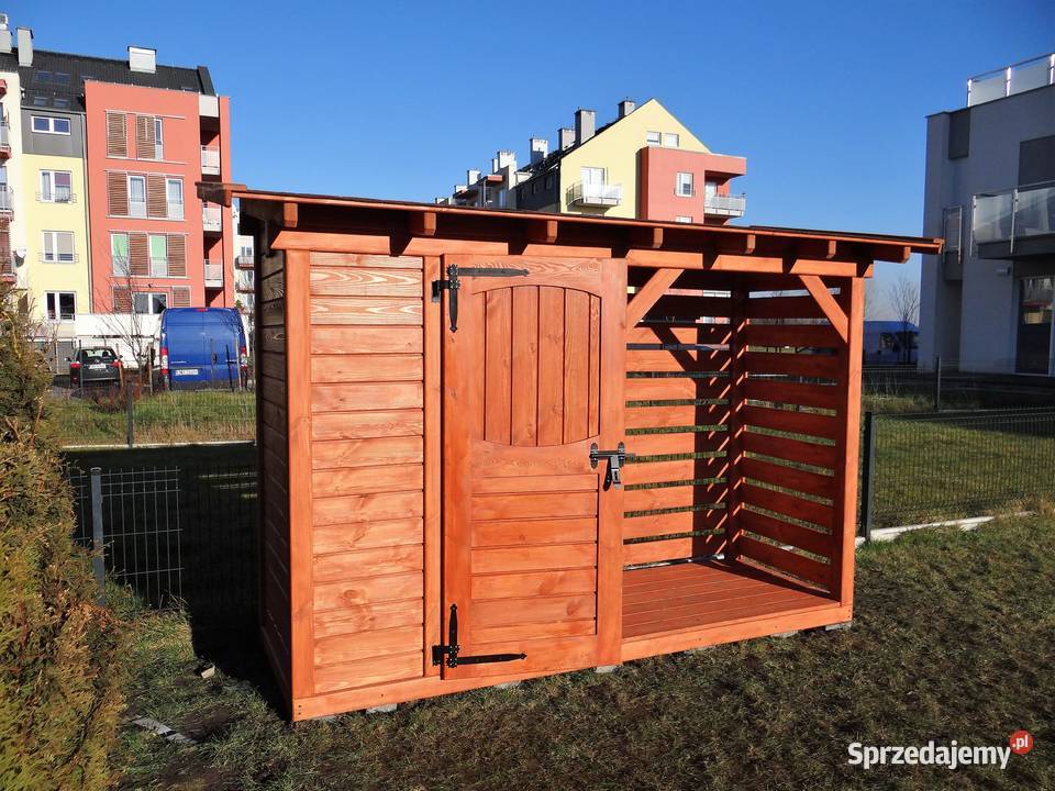 Nowoczesny domek narzędziowy z drewutnią Piła Pierwsza