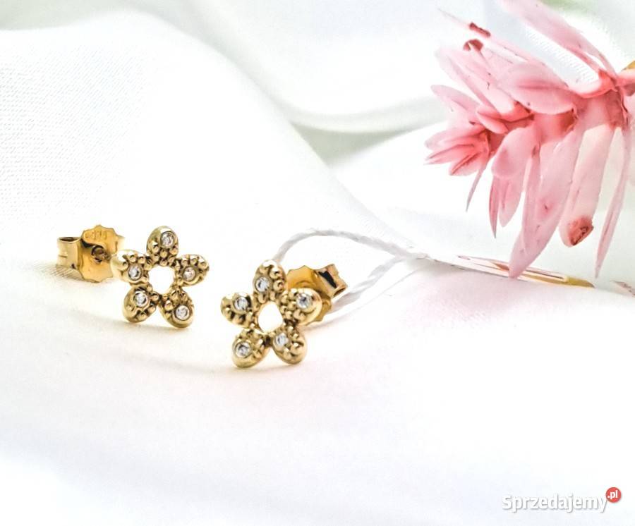 Kolczyki Złote pr585 Kwiatki sztyft Z149 Poznań