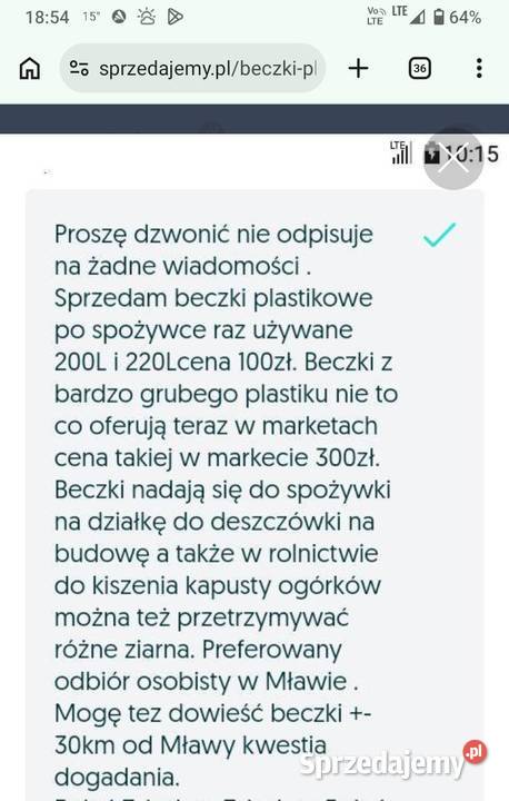Beczki plastikowe