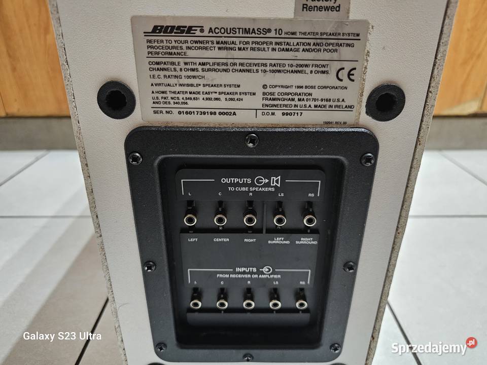 Subwoofer Pasywny BOSE Acoustimass 10