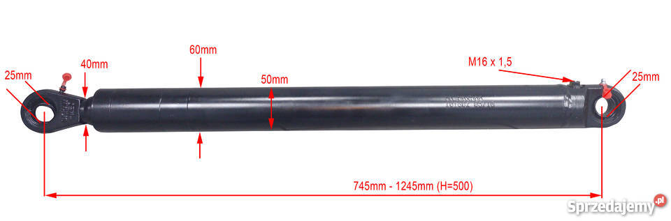 SIŁOWNIK HYDRAULICZNY CYLINDER 50x40x500 skok Solec Kujawski sprzedam