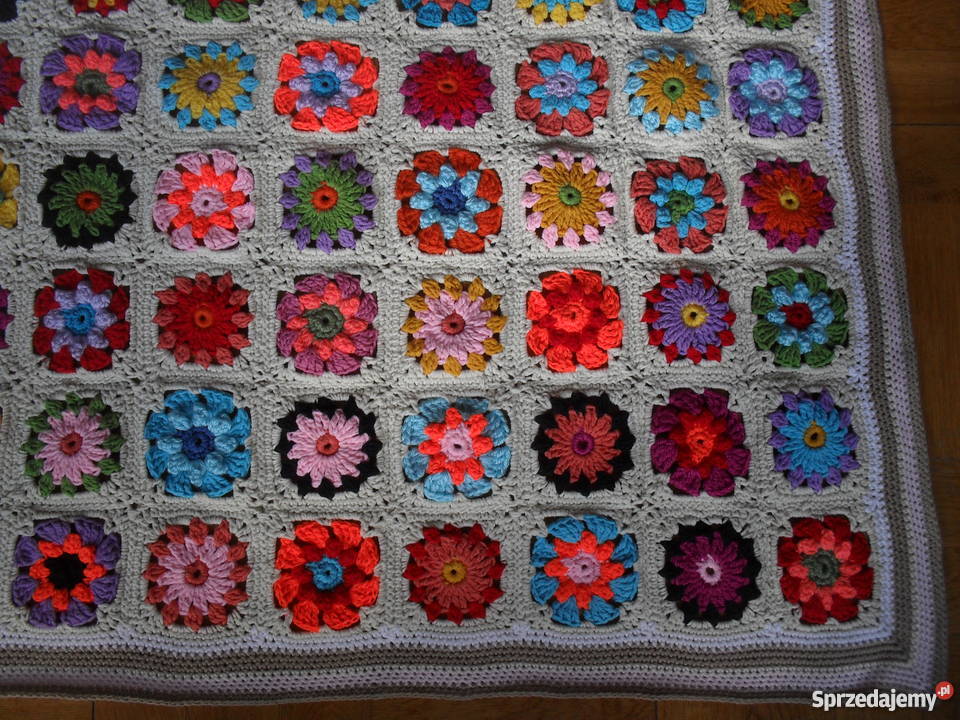 Narzuta koc pled szydełkowy patchwork rękodzieło Grudziądz
