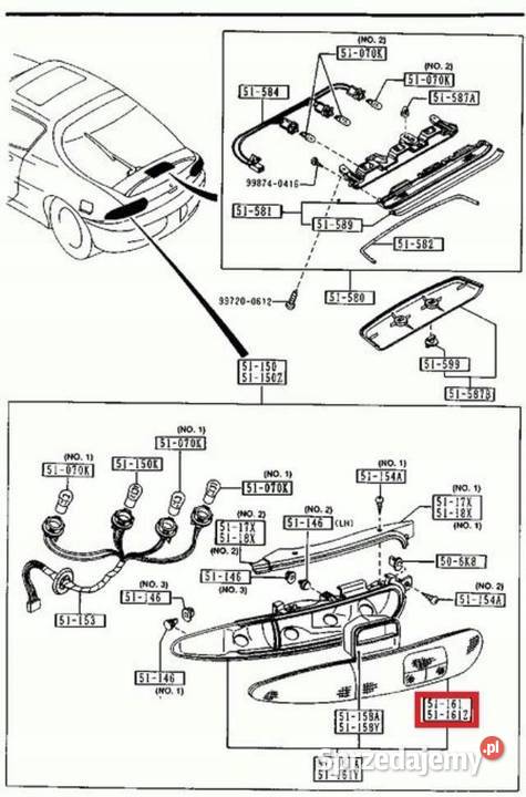 KLOSZ LAMPY PRAWY TYŁ MAZDA MX3 9105 NOWY ORYG osobowe sprzedam