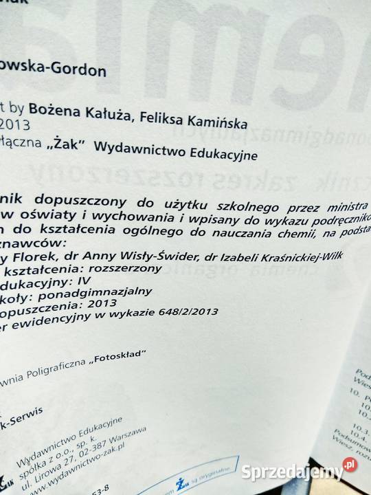 Chemia 2 żak rozszerzony podręcznik Warszawa
