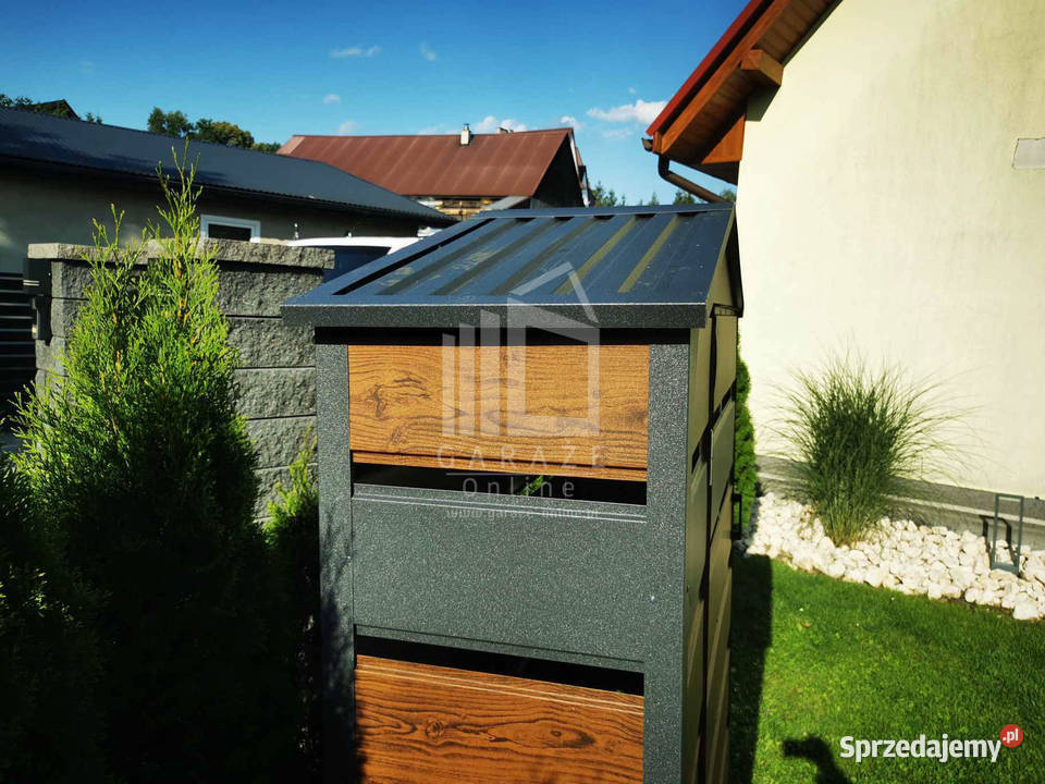 Wiata śmietnikowa 13x05m antracyt z drewnem Łańcut