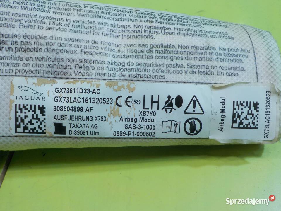 JAGUAR XE 20 D 16r SEDAN 4D AIRBAG poduszka Poduszki powietrzne Suków