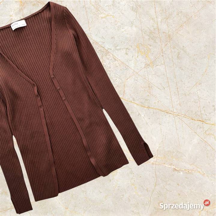 Sweterek rozpinany prążkowany Bershka S