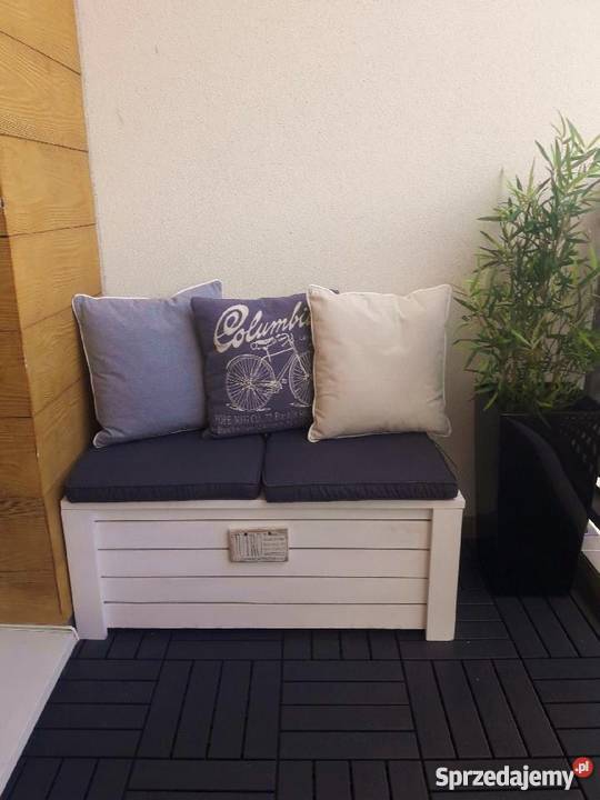 Drewniana skrzynia z oparciem ławka siedzisko z Krasów