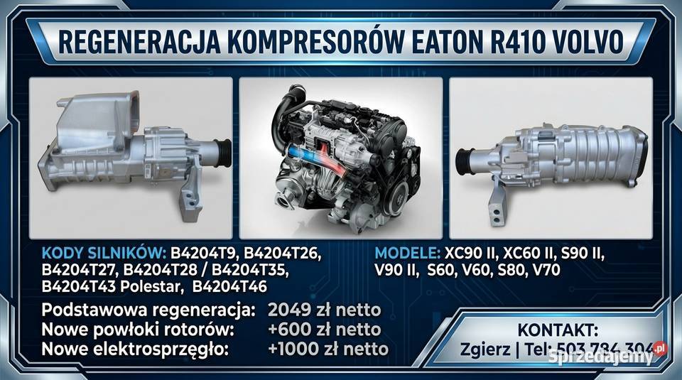 REGENERACJA Kompresorów Volvo 20 DriveE T6 T8 Serwis maszyn i urządzeń łódzkie Zgierz