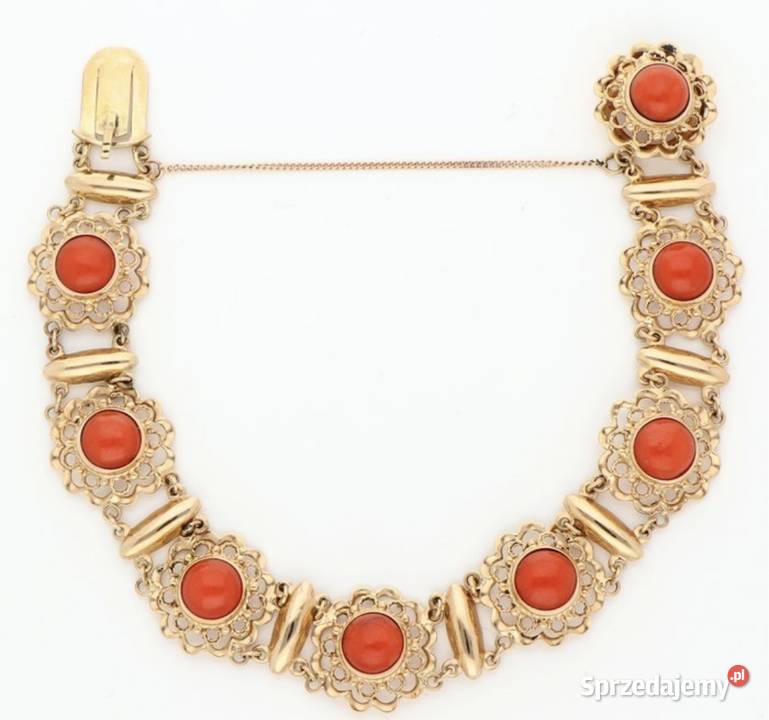 Złota bransoletka z koralem 14k Zakopane