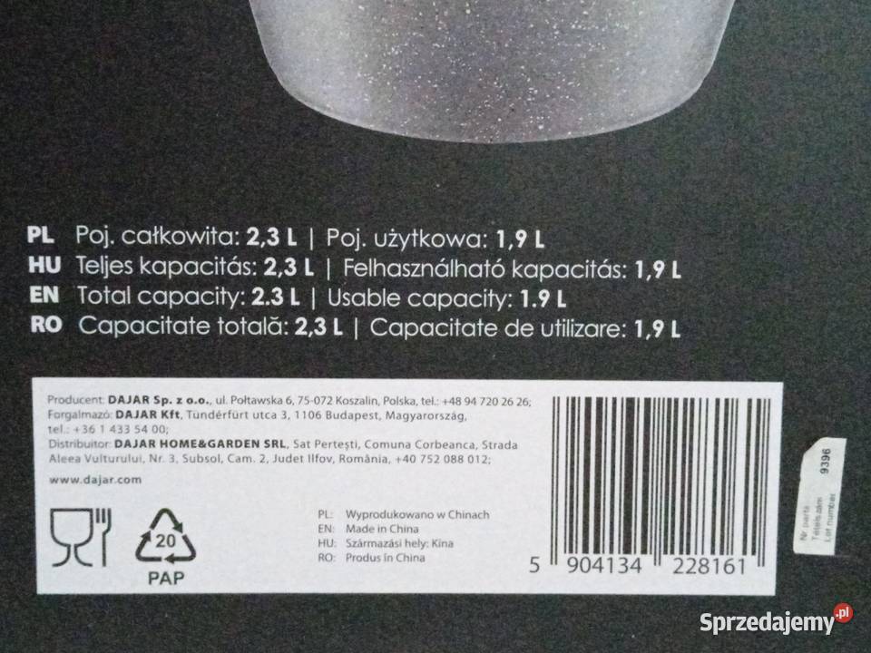 Ambition Mastic 20 nowy szklany garnek do szary Lublin