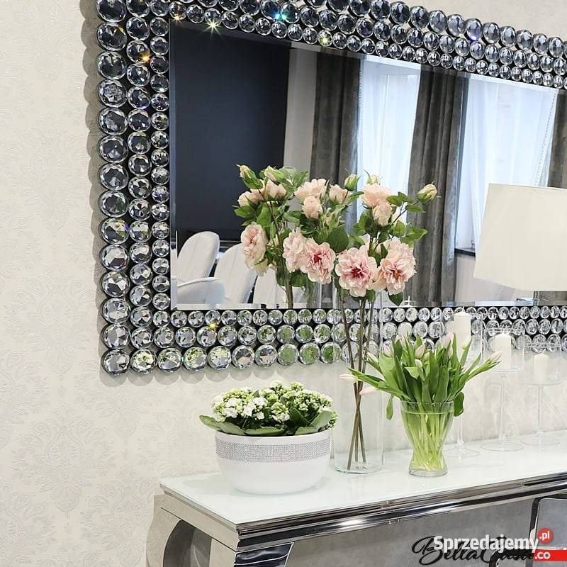 Lustro glamour z kryształkami okrągłe