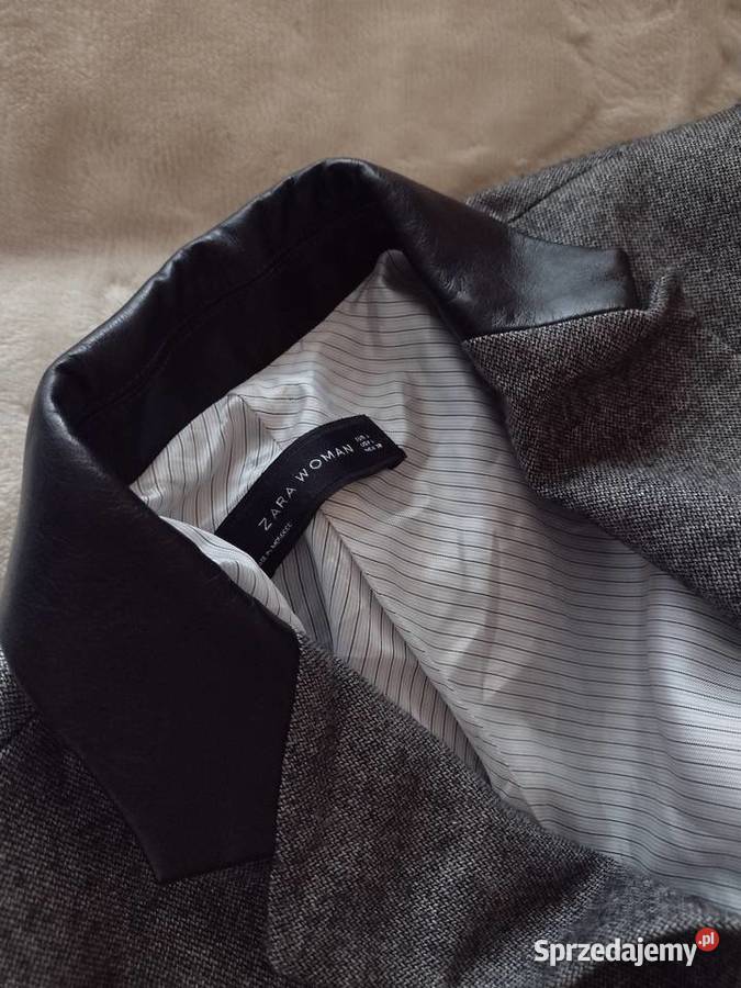 40L ZARA Wełniano skórzany żakiet marynarka NOWY