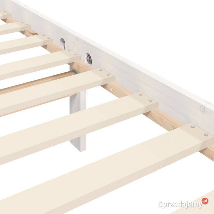 Rama łóżka z wezgłowiem biała lite drewno 125cm