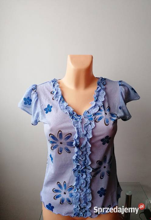 NOWA BŁĘKITNA BLUZKA Z SIATECZKI RXL