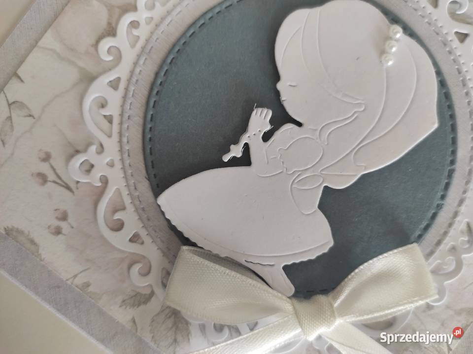 Kartka ręcznie robiona Komunia Święta handmade Łódź