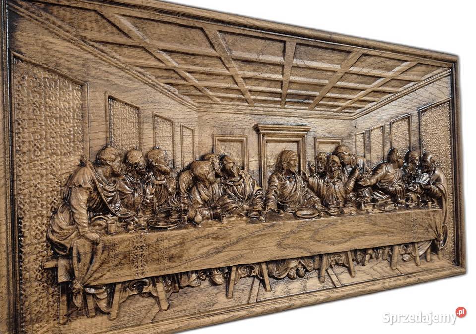 Płaskorzeźba w dębie Ostatnia Wieczerza Prezent zachodniopomorskie Malechowo