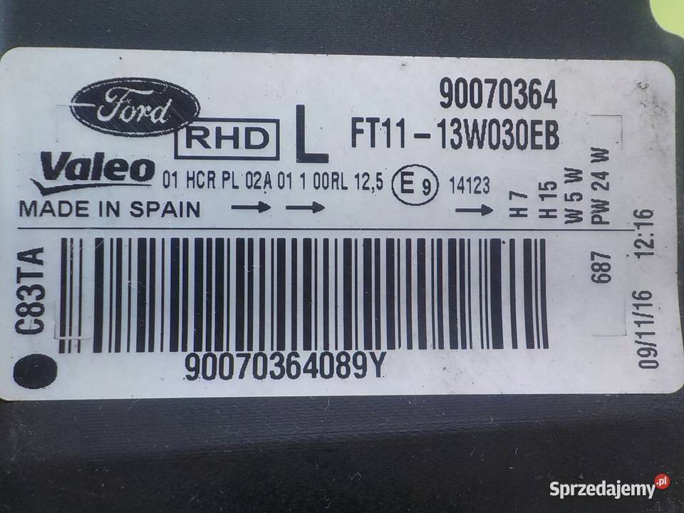 TRANSIT CONNECT MK2 15 TDCI 17r VAN L1 lampa Suków sprzedam