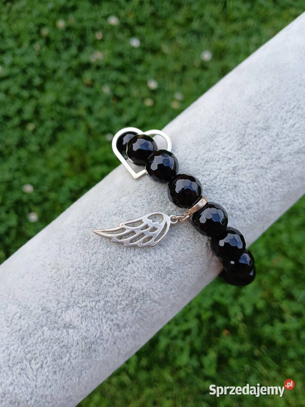 Bransoletka damska z Onyksu czarnego srebro