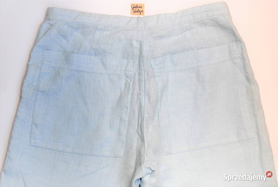 Spodnie rybaczki 34 HM 34 XS len lniane niebieski Lublin