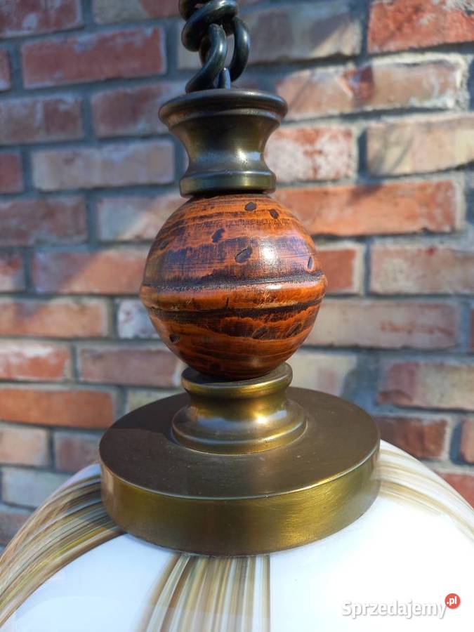 Żyrandol szklany metalowy holenderski z Gawroniec